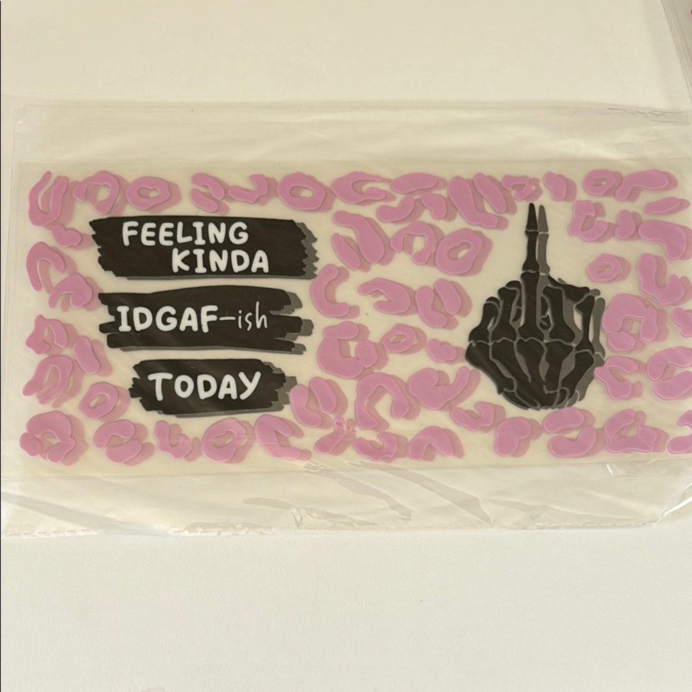 Pink and Black Graphic Sticker DTF DEACAL FOR CUPS.